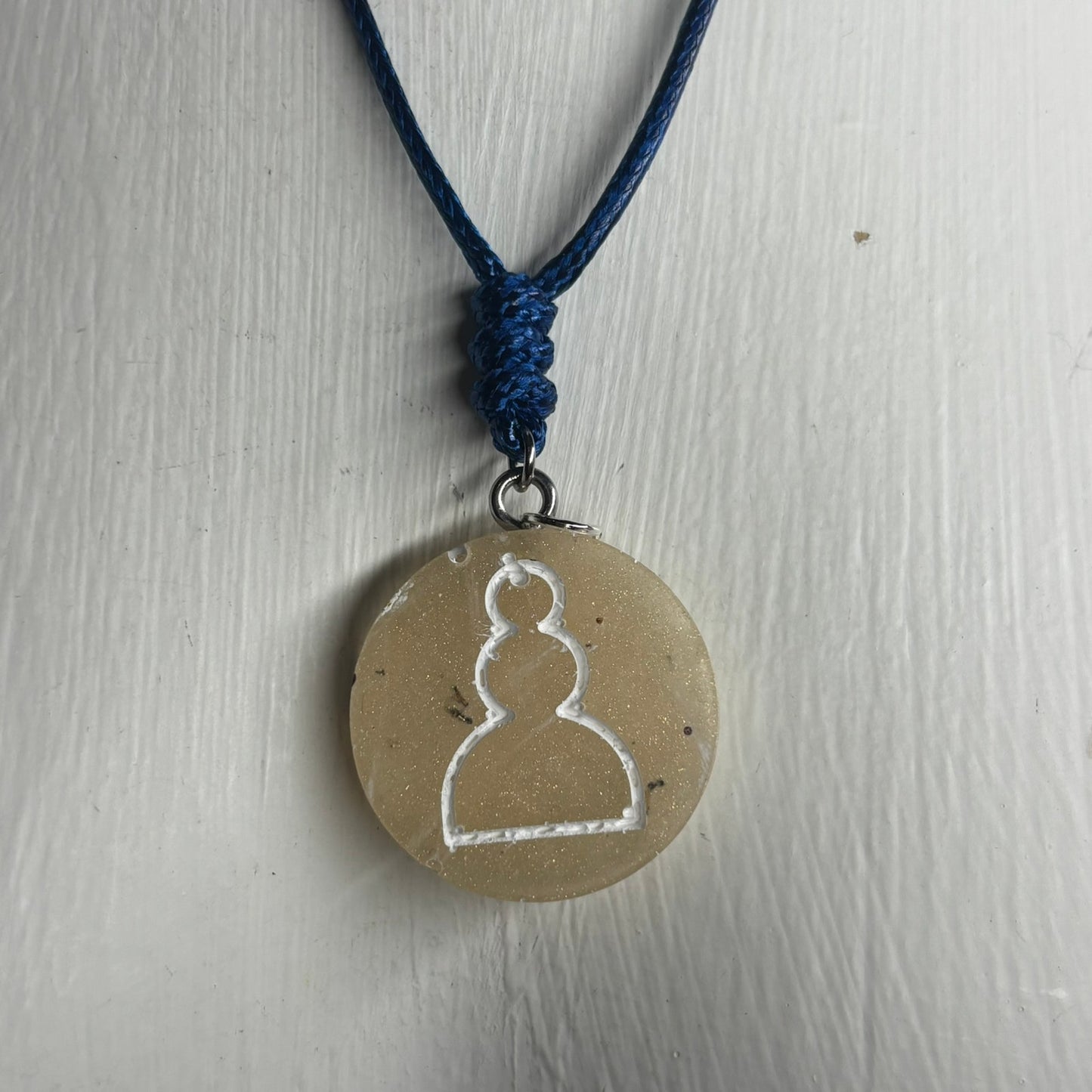 Cream Pawn - Handmade Resin Chess Necklace