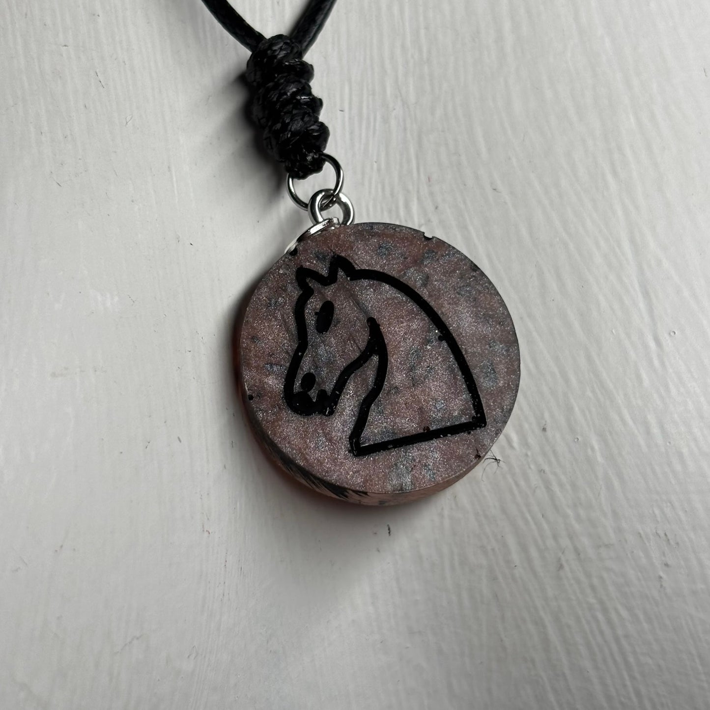 Stone Colored Knight - Handmade Resin Chess Necklace