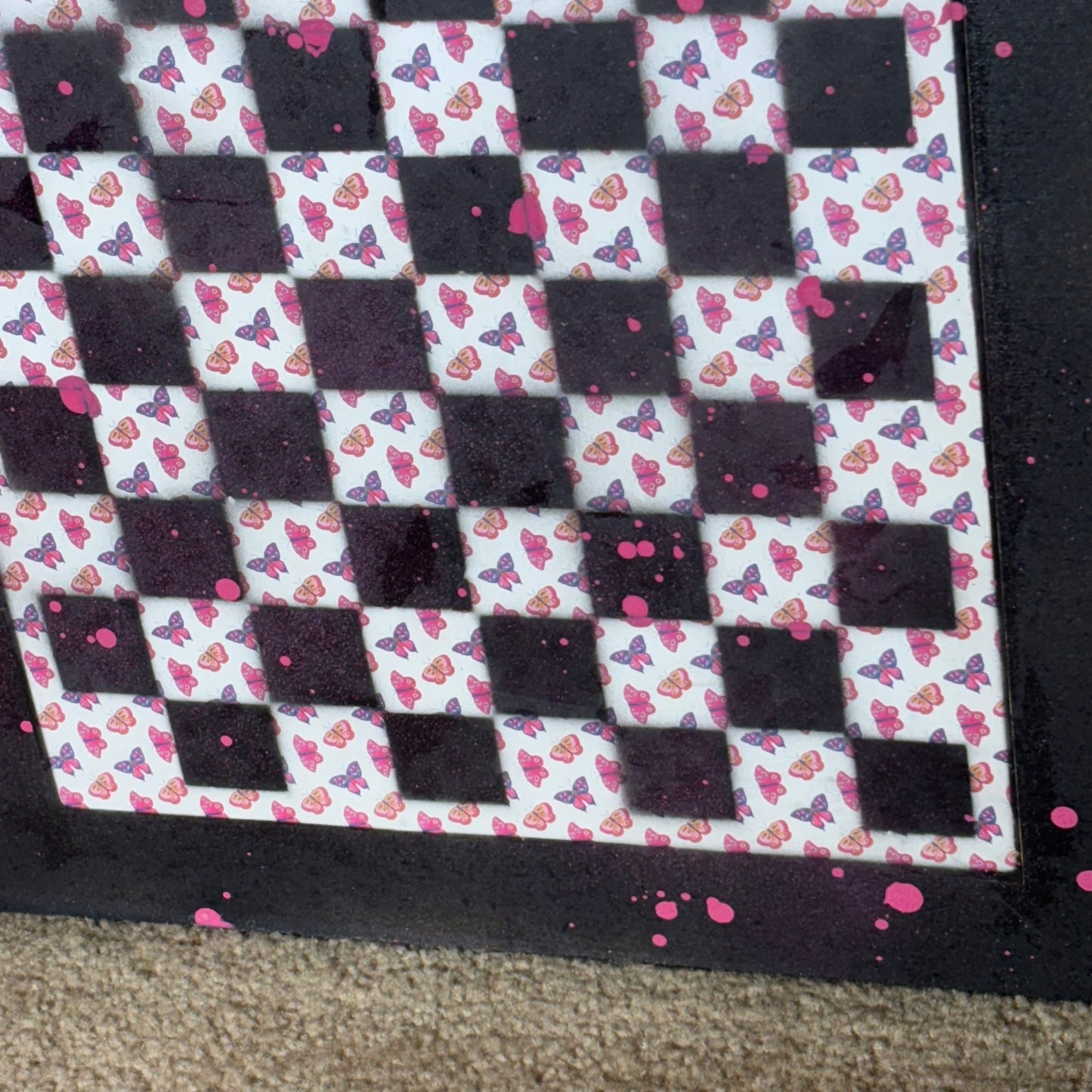 Pink Colorful Butterflies - Large Scrapbook Chess Board