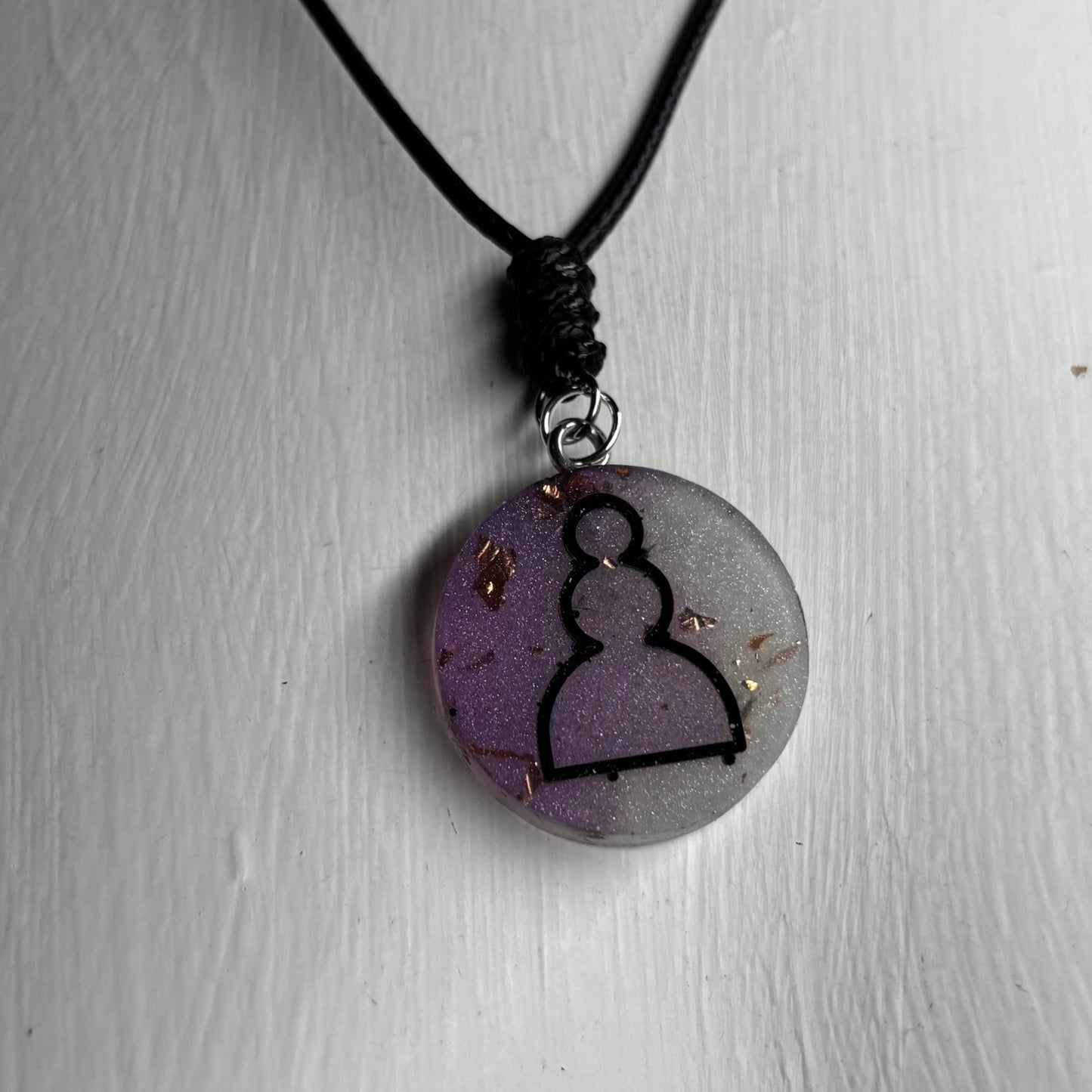 Purple Crystal Pawn - Handmade Resin Chess Necklace