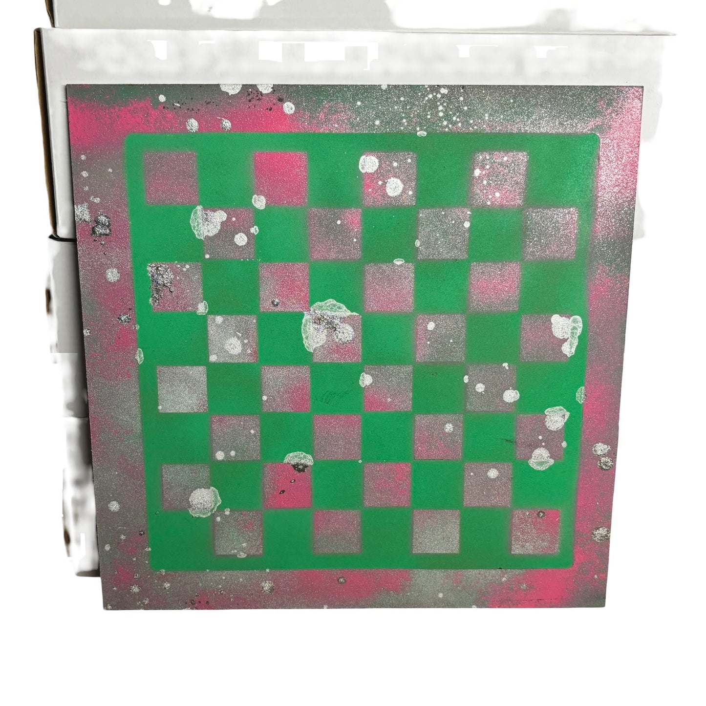 Chrome Pink & Green - Painted Chess Board
