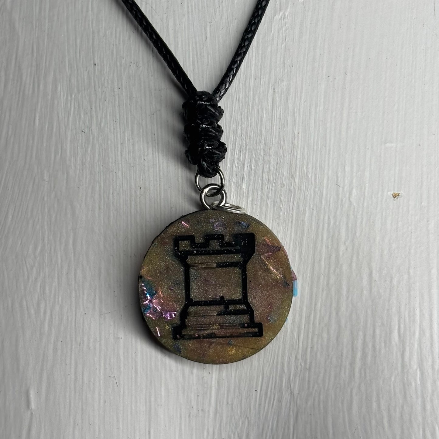 Brown Rook - Handmade Resin Chess Necklace