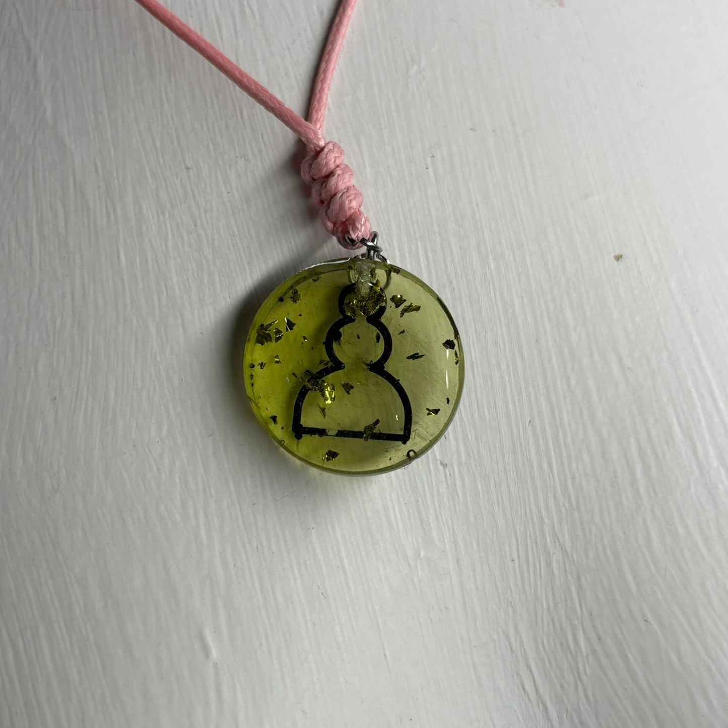 Green Crystal Pawn - Handmade Resin Chess Necklace