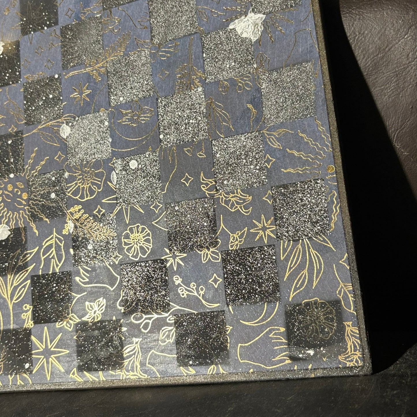 Dark Blue Golden Linings - Scrapbook Chess Board