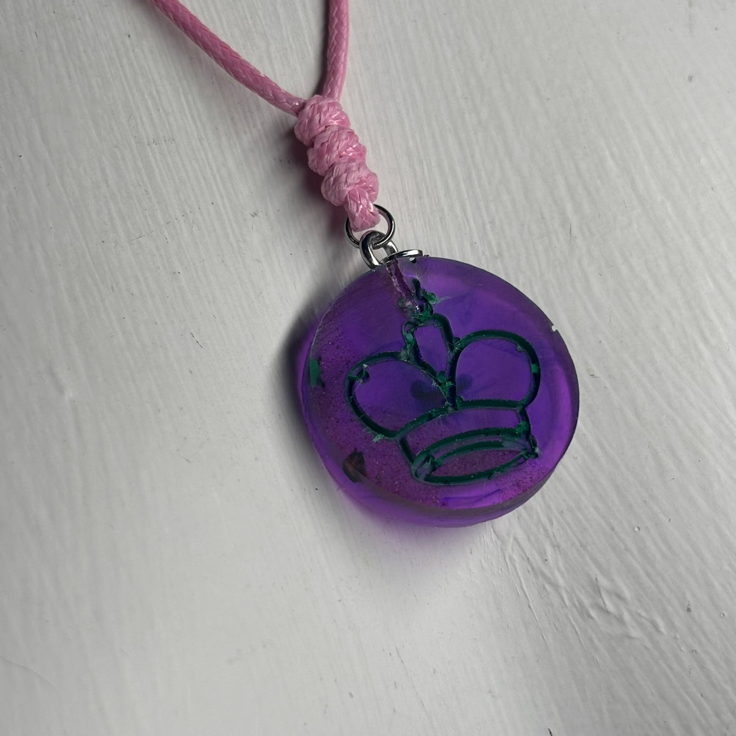 Royal Purple King - Handmade Resin Chess Necklace