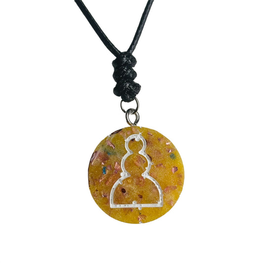 Yellow Crystal Pawn - Handmade Resin Chess Necklace