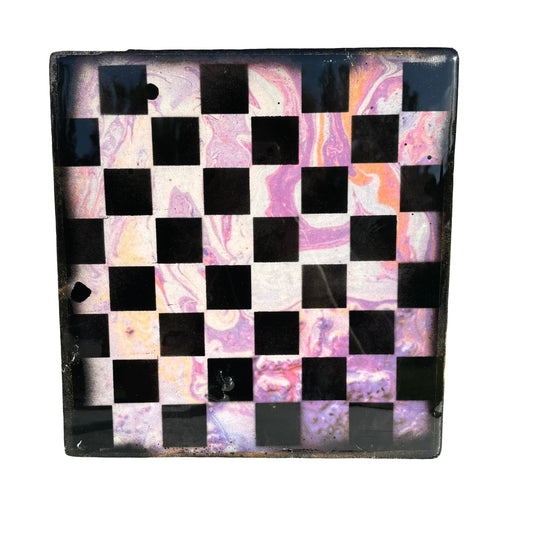 Purple Pink Swirl - Resin Coated Chess Board