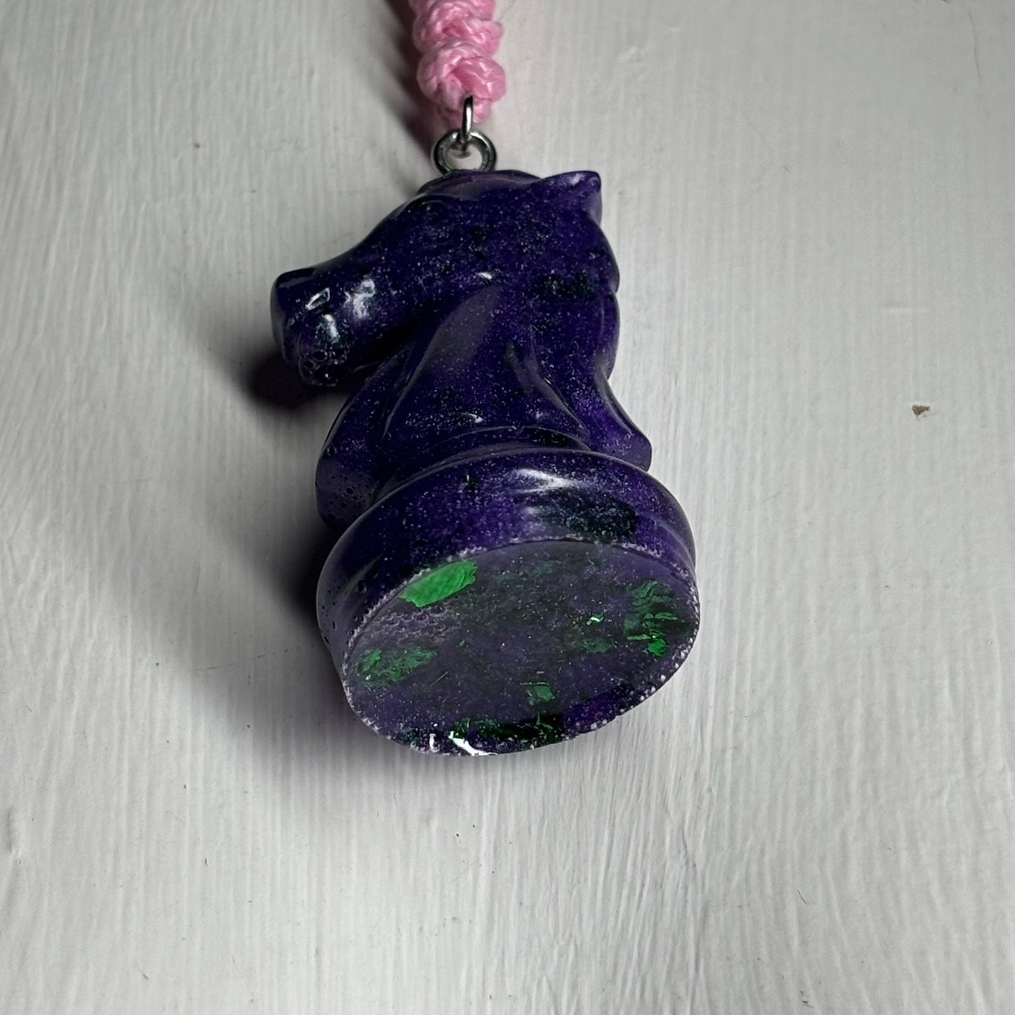 Dark Purple Knight - Handmade Resin Chess Necklace