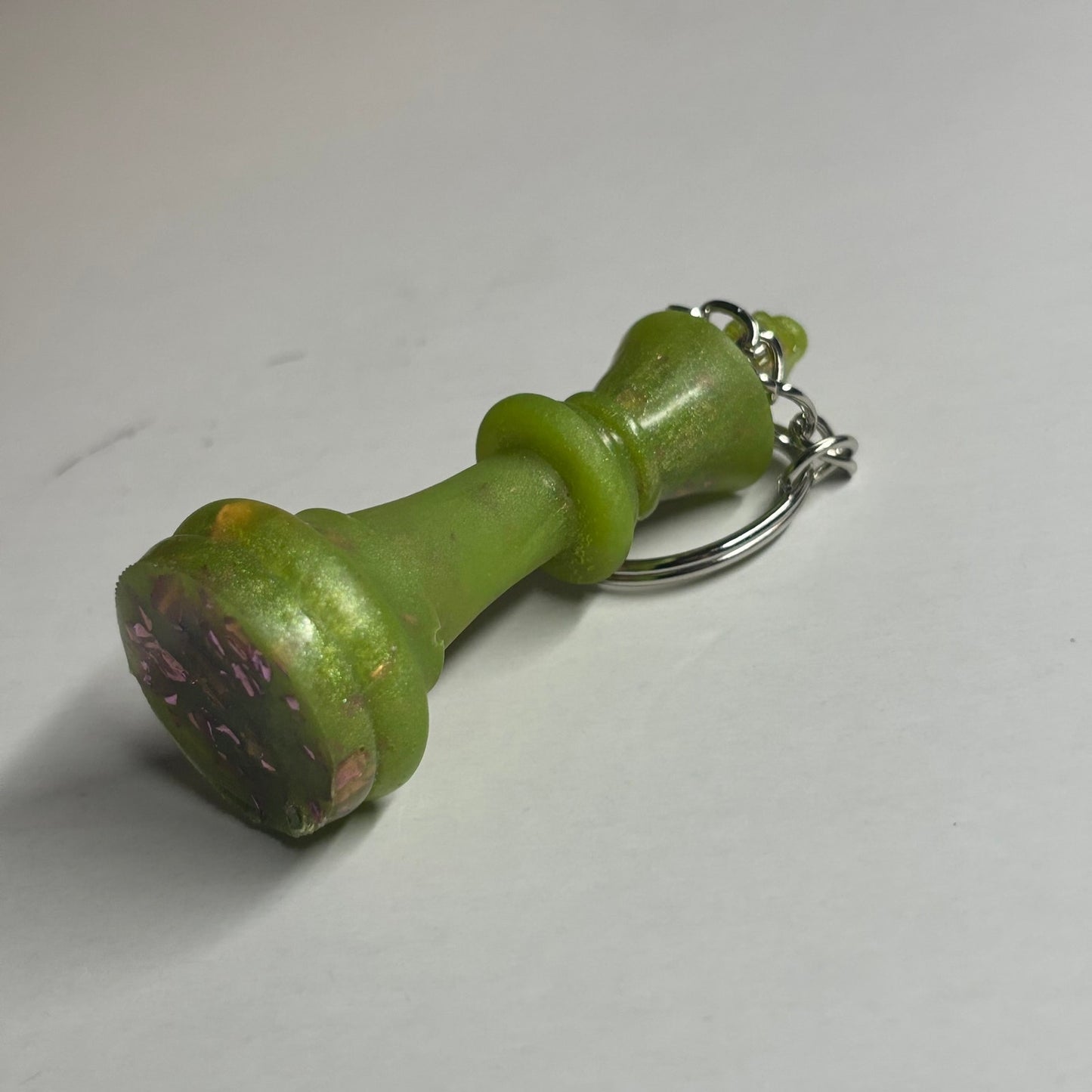 Green Pink Sparkle King - Handmade Resin Keychain