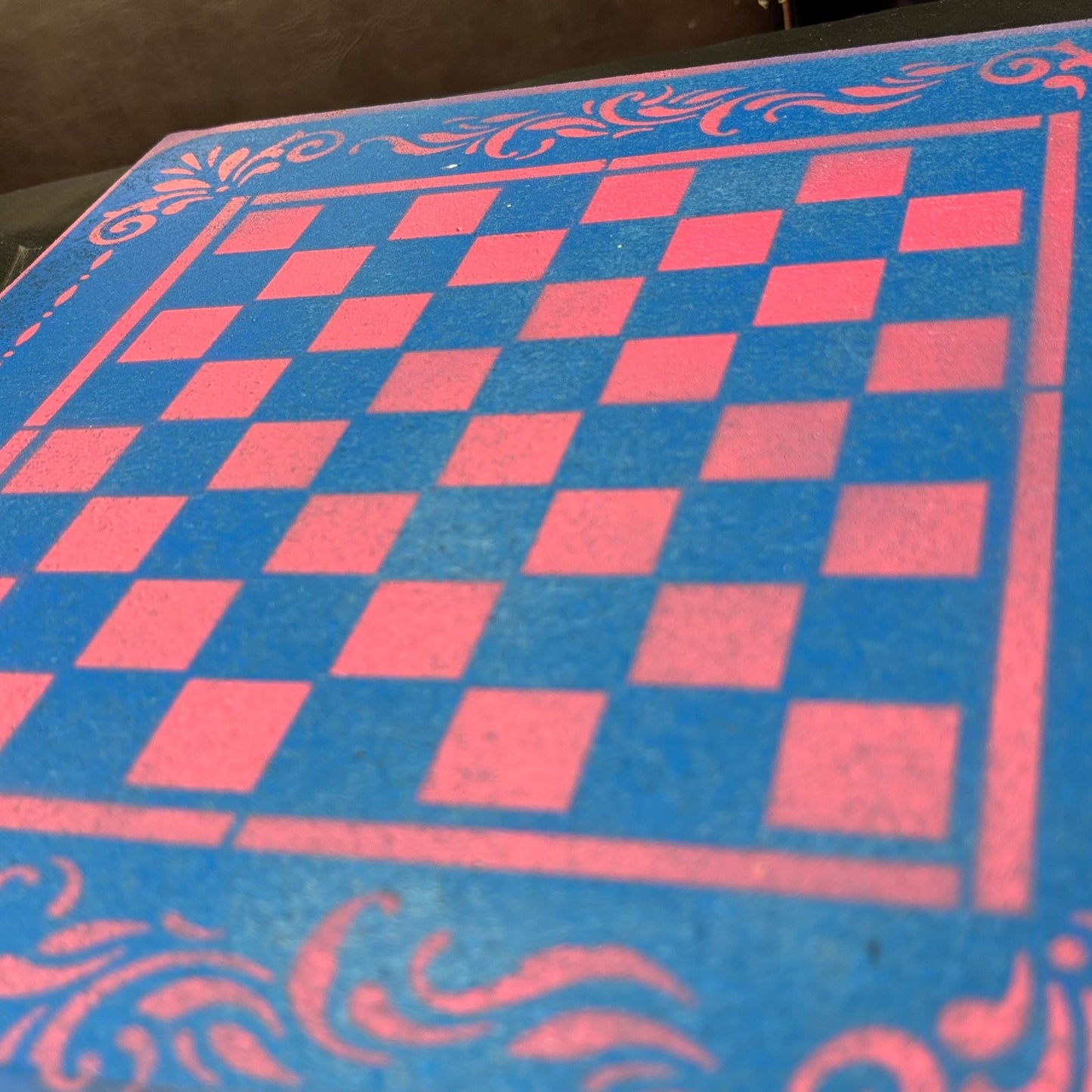 Fancy Pink & Blue - Painted Chess Set