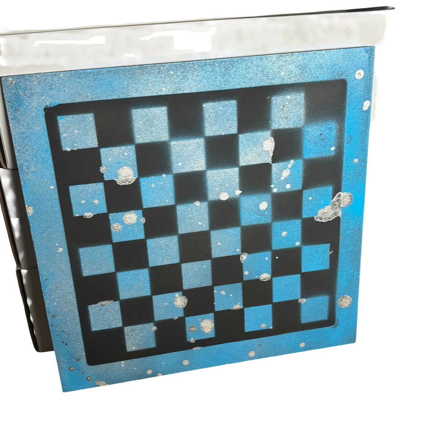 Chrome Blue & Black - Painted Chess Board