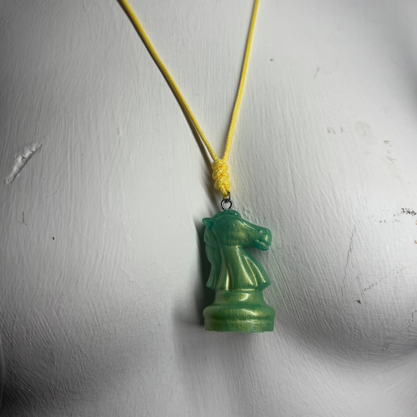 Green Solid Knight - Handmade Resin Chess Necklace