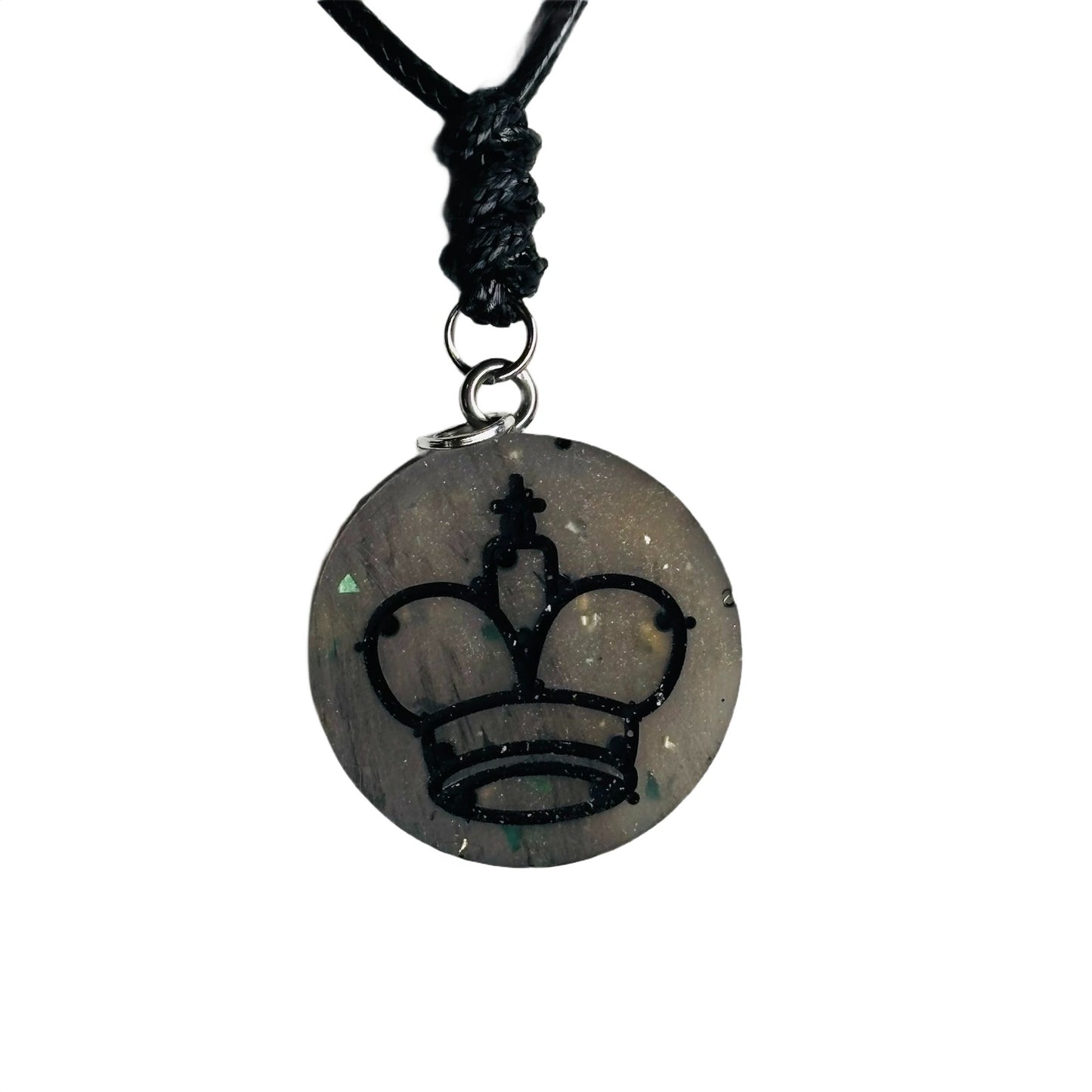 Silver Gray King - Handmade Resin Chess Necklace