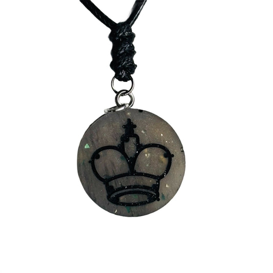Silver Gray King - Handmade Resin Chess Necklace