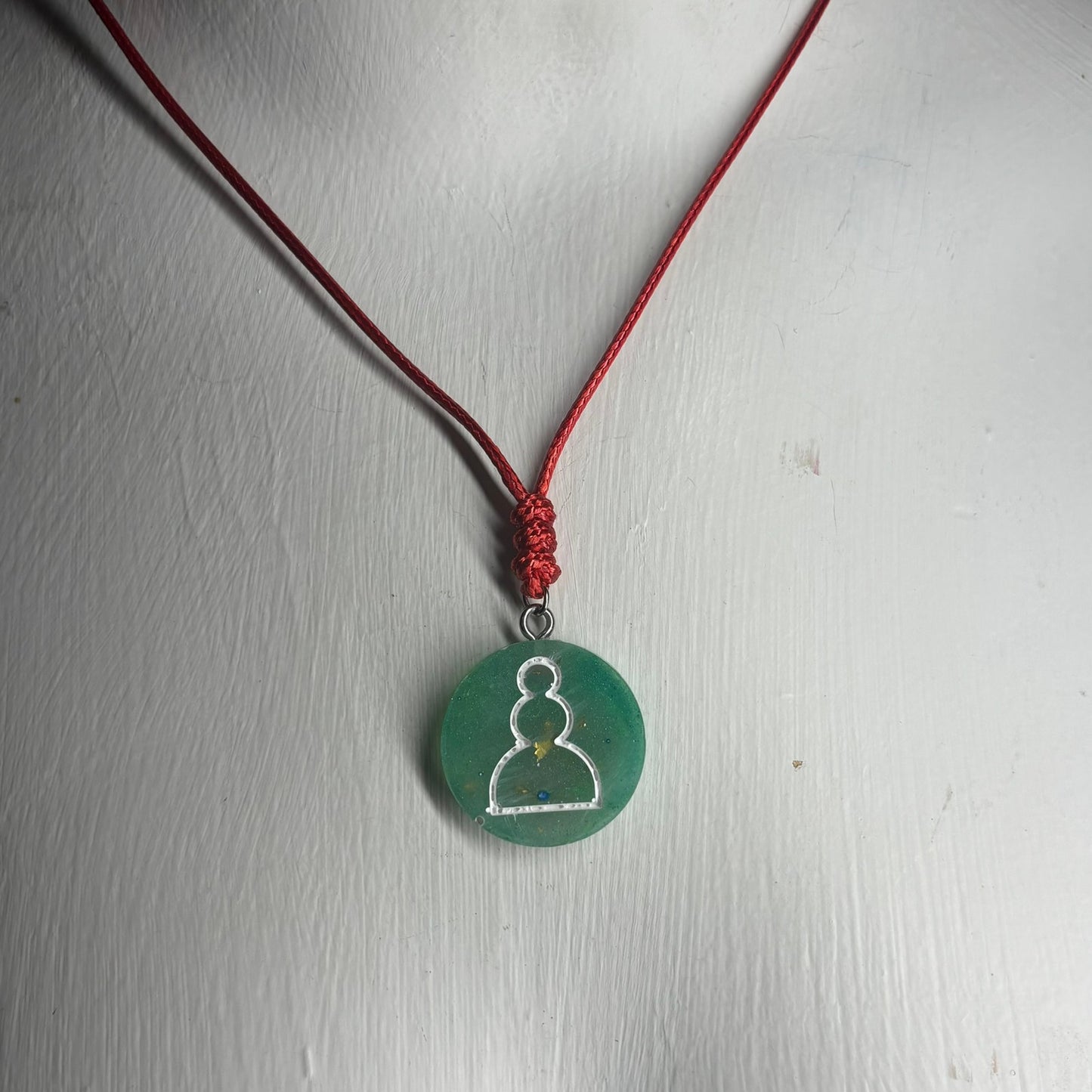Simple Green Pawn - Handmade Resin Chess Necklace