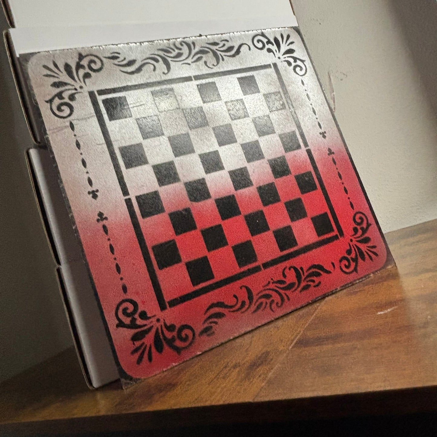 Red Cream - Painted Chess Board