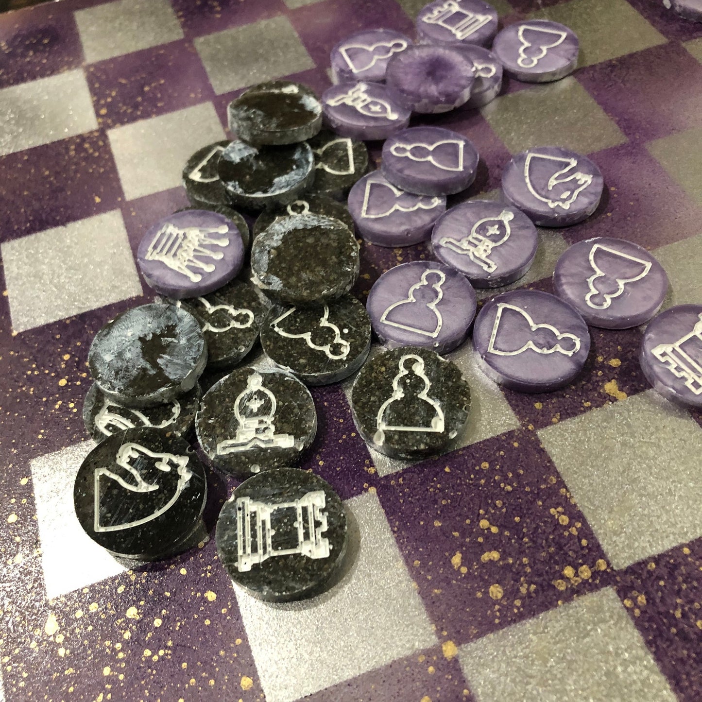 Purple Chrome Space- Painted Chess Set