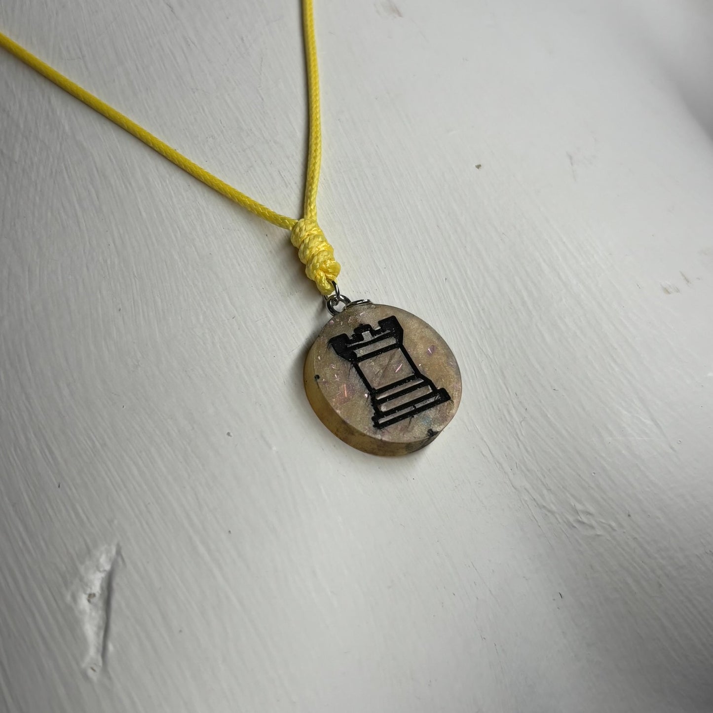 Yellow Rook - Handmade Resin Chess Necklace