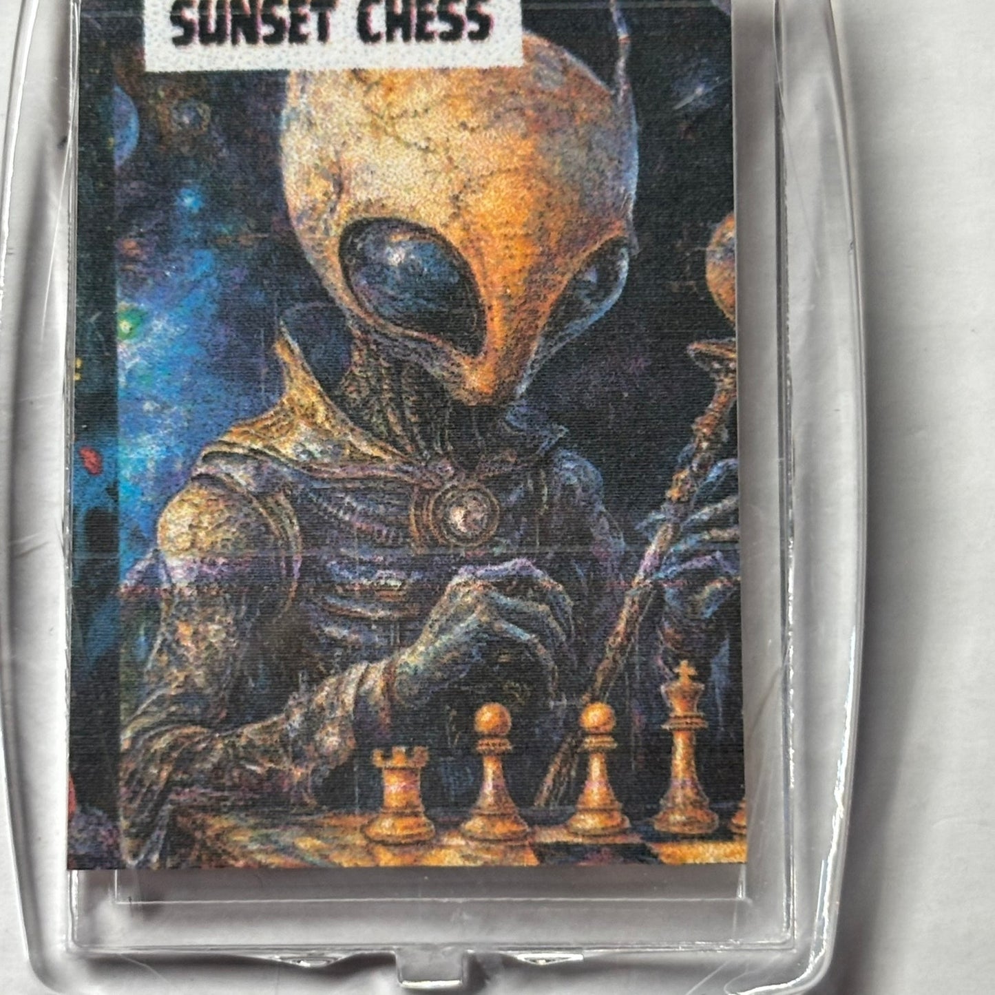 Space Alien - Chess  Photo Keychain