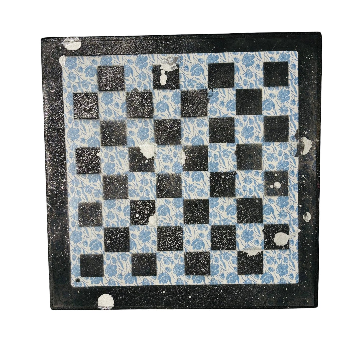Blue Flowers - Scrapbook Chess Board