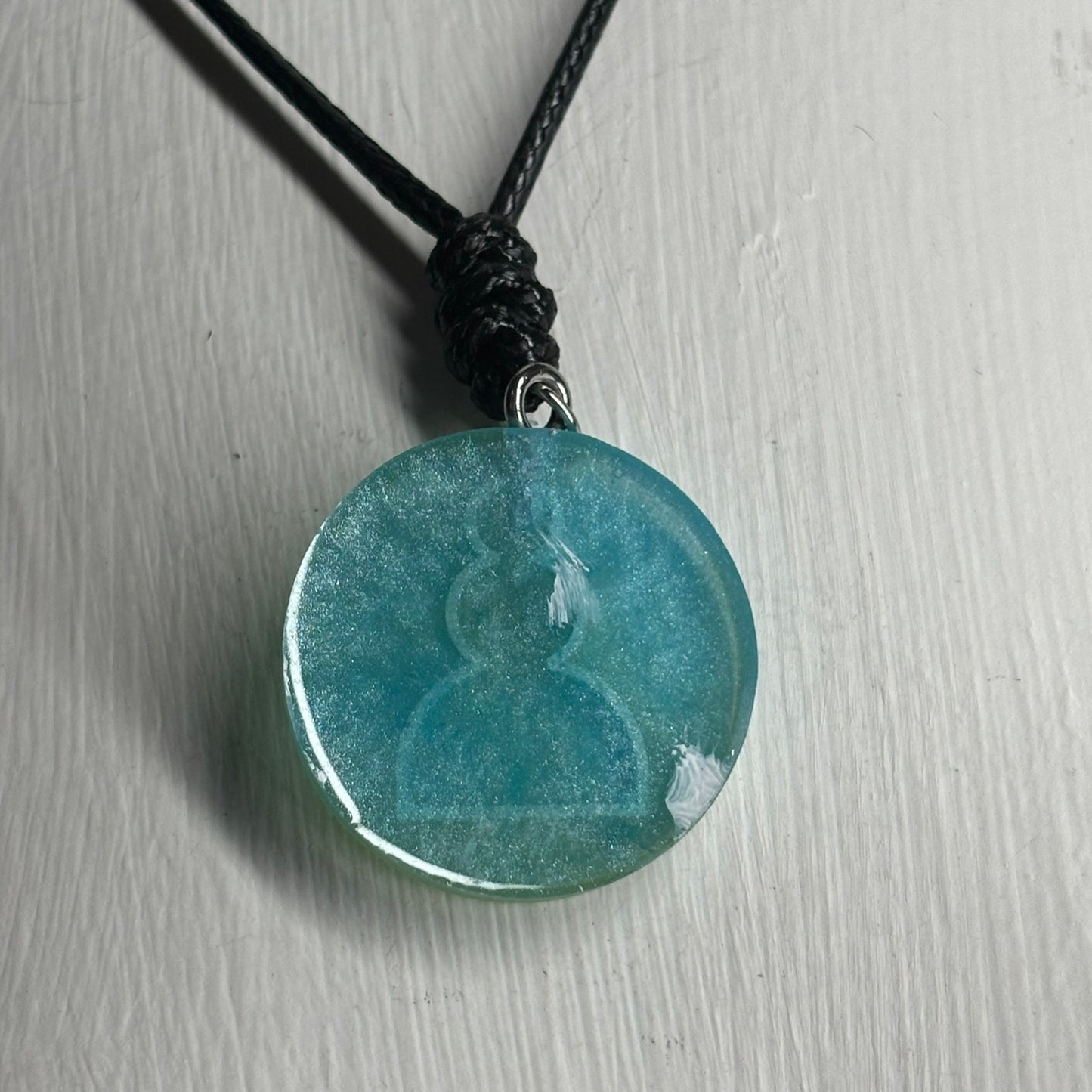 Aqua Pawn - Handmade Resin Chess Necklace