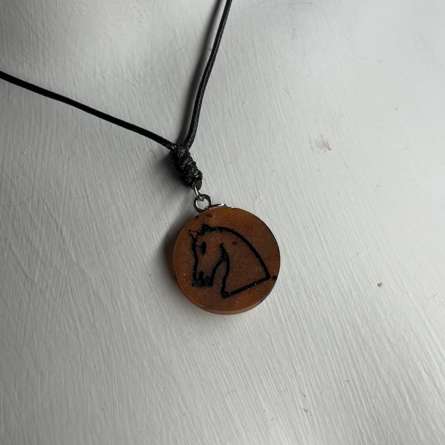 Coffee Knight - Handmade Resin Chess Necklace