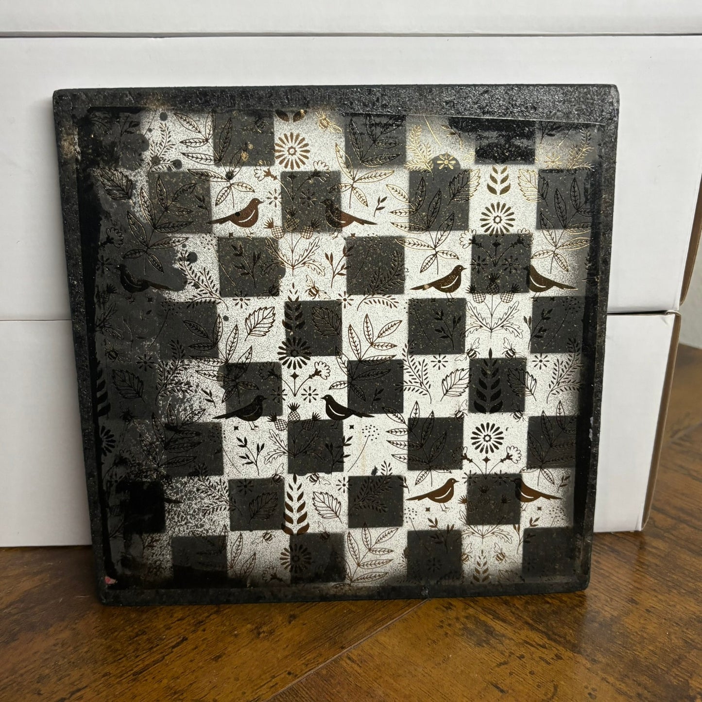 Black Blue - Painted Double Sided Chess Board