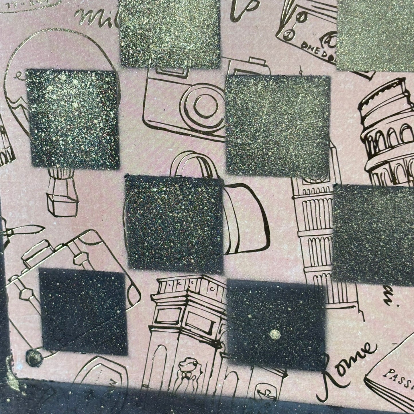 Gold Outline Peach- Scrapbook Chess Board