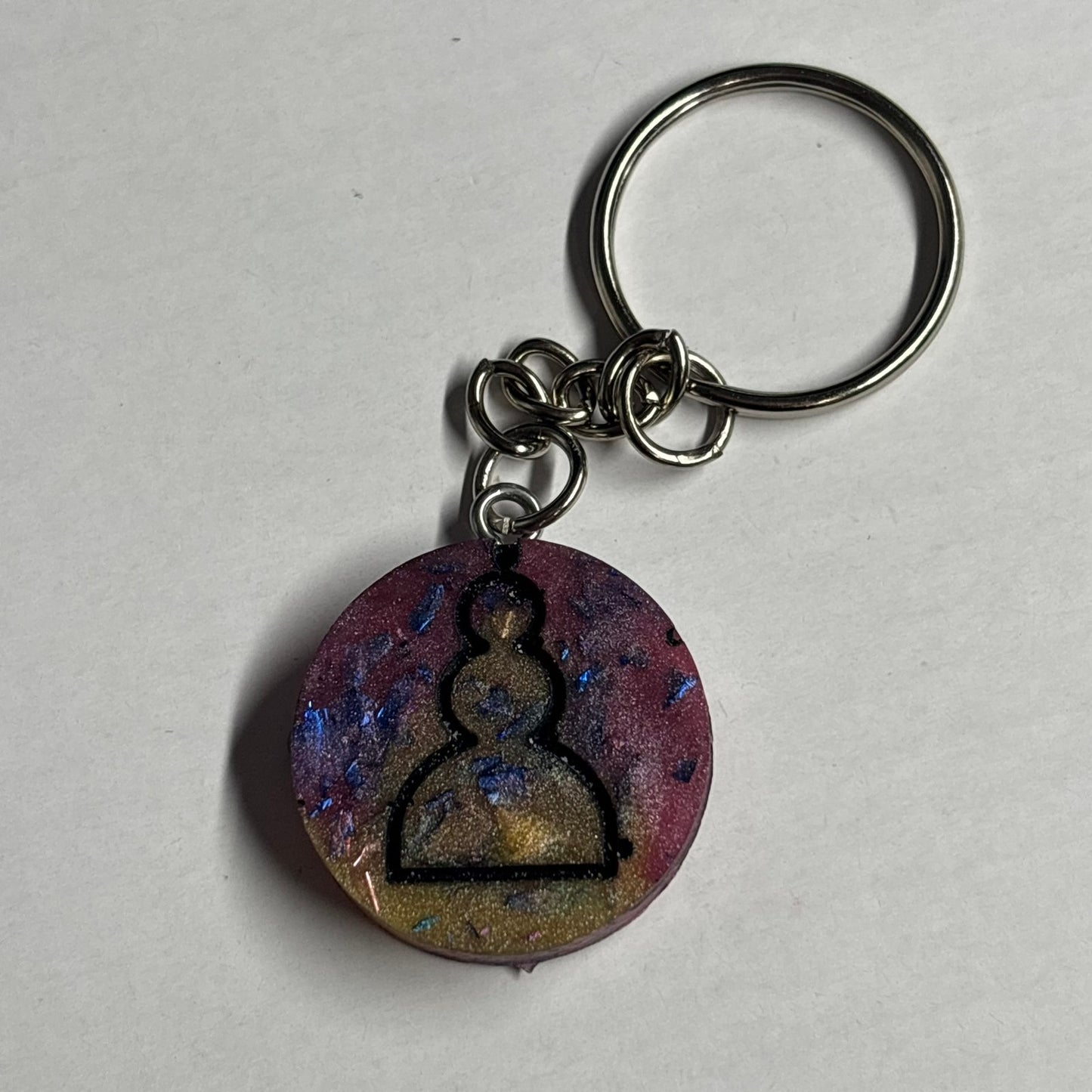 Dark Color Swirl Pawn - Handmade Resin Keychain
