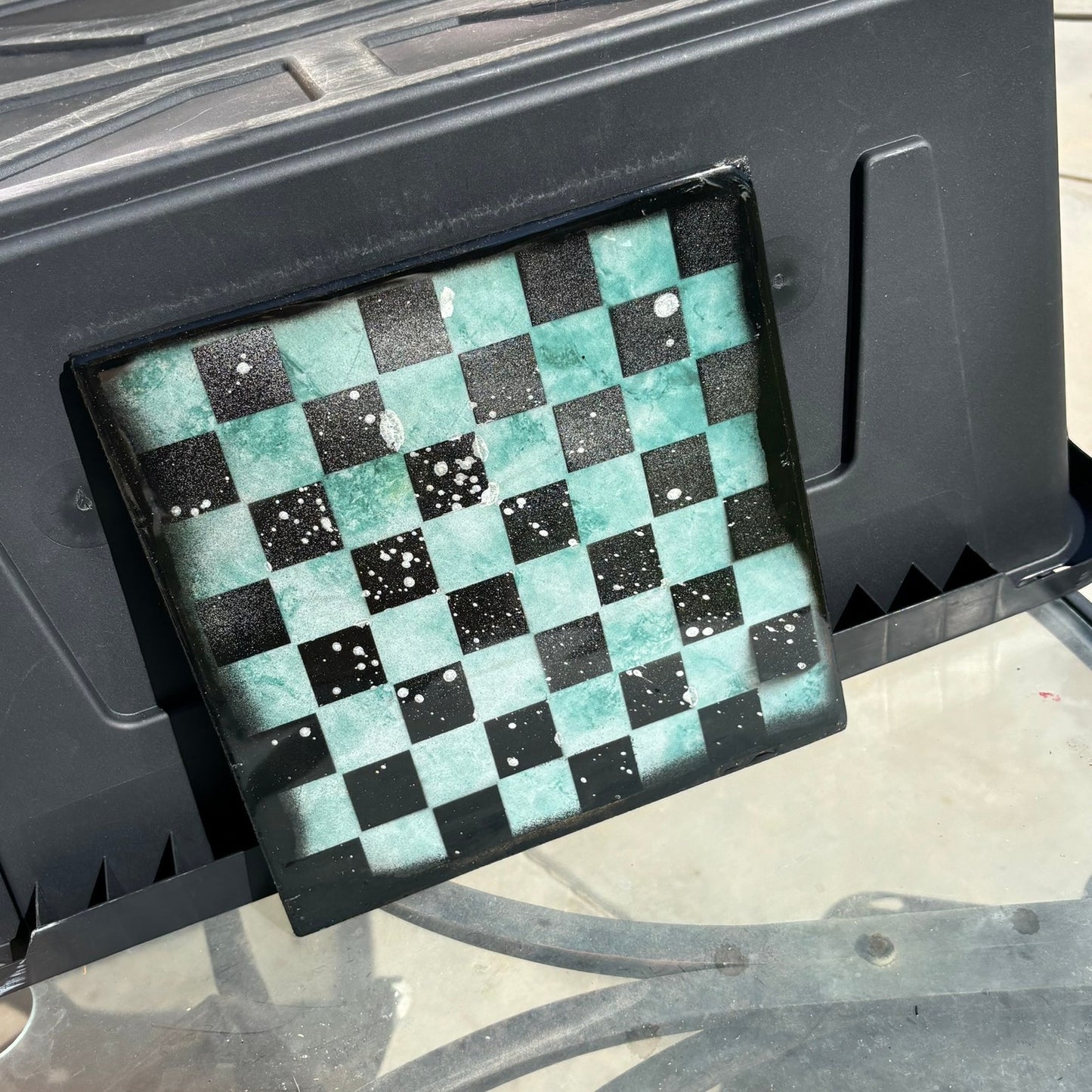 Rock Green - Resin Coated Chess Board