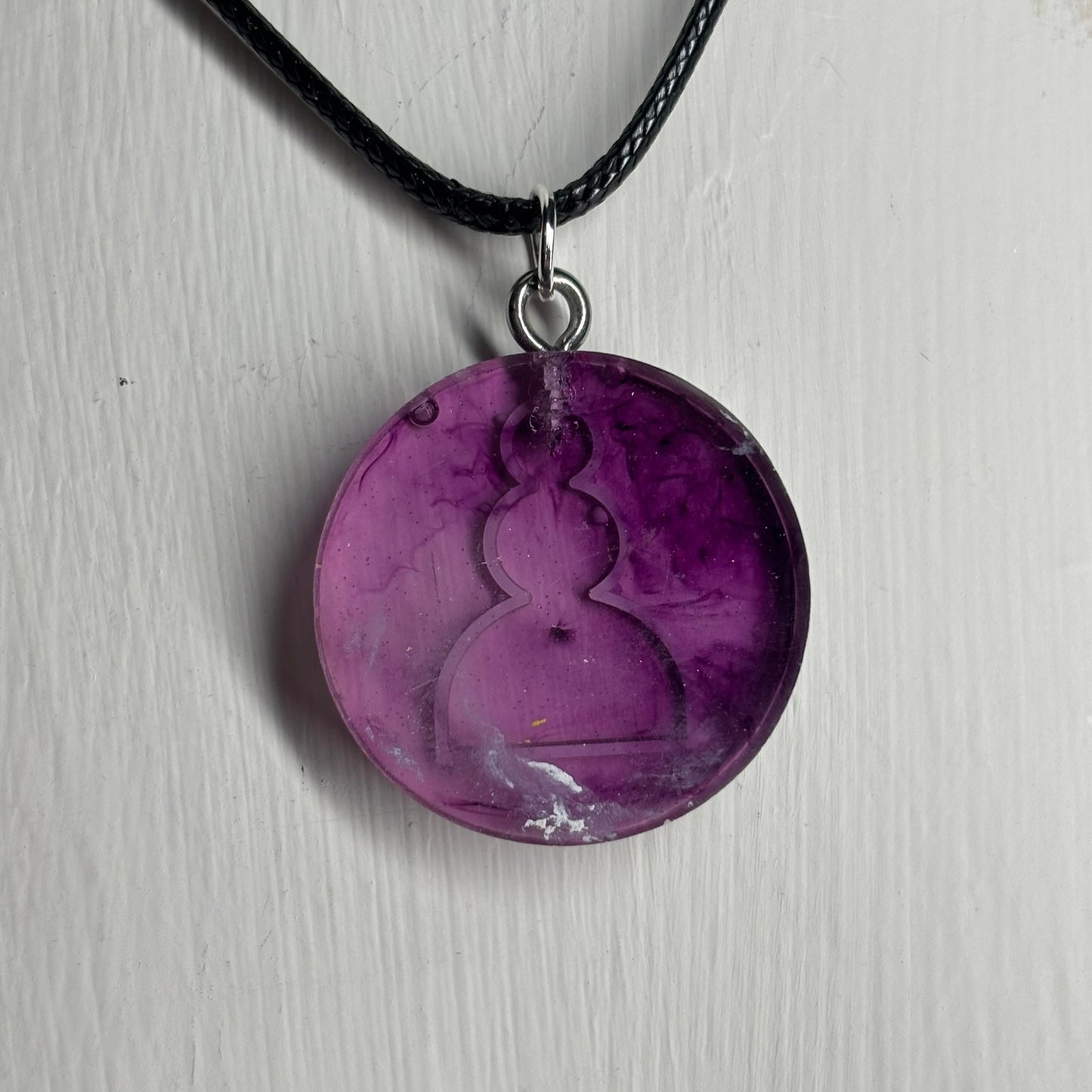 Translucent Purple Pawn - Handmade Resin Chess Necklace