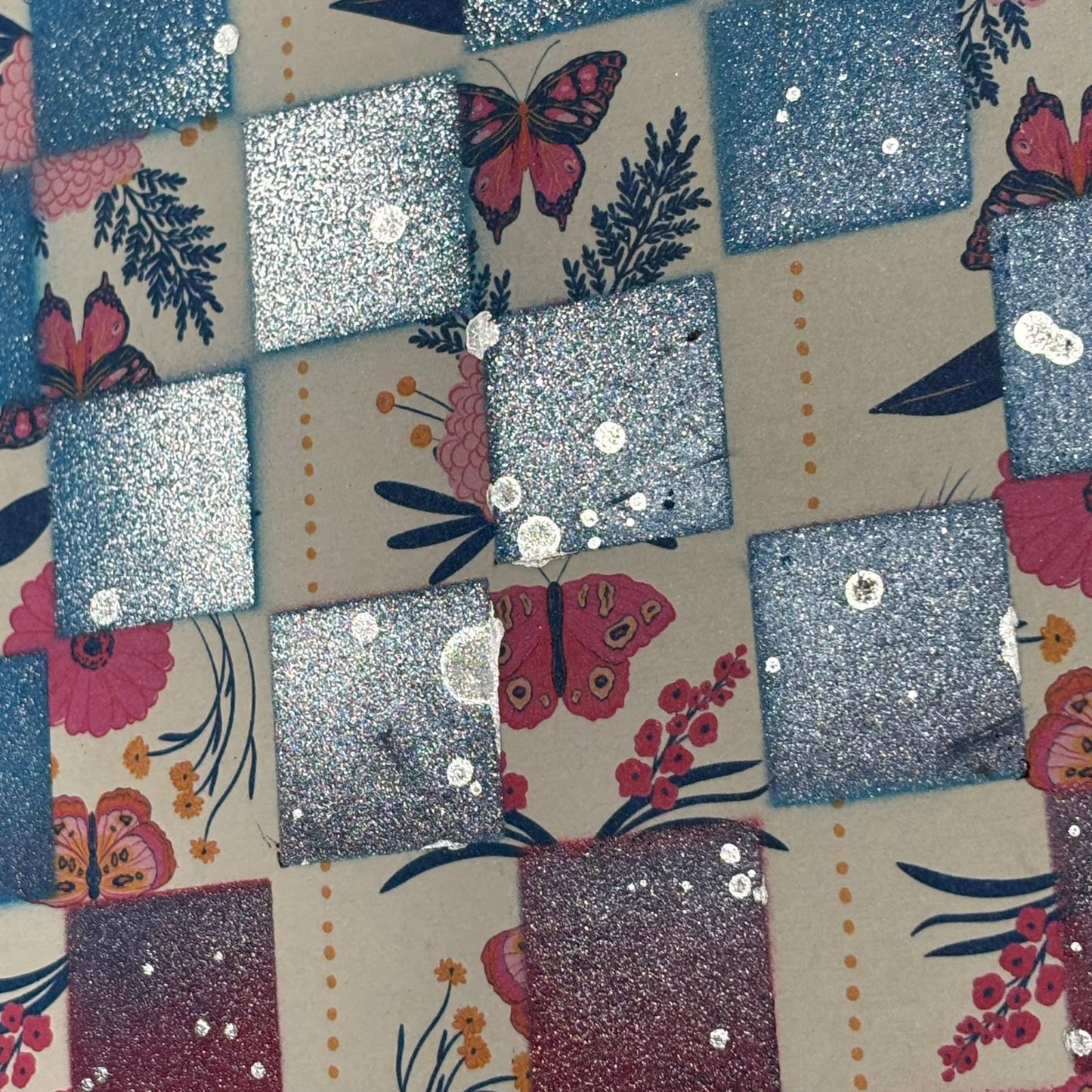 Blue & Pink Butterfly Mix - Scrapbook Chess Board