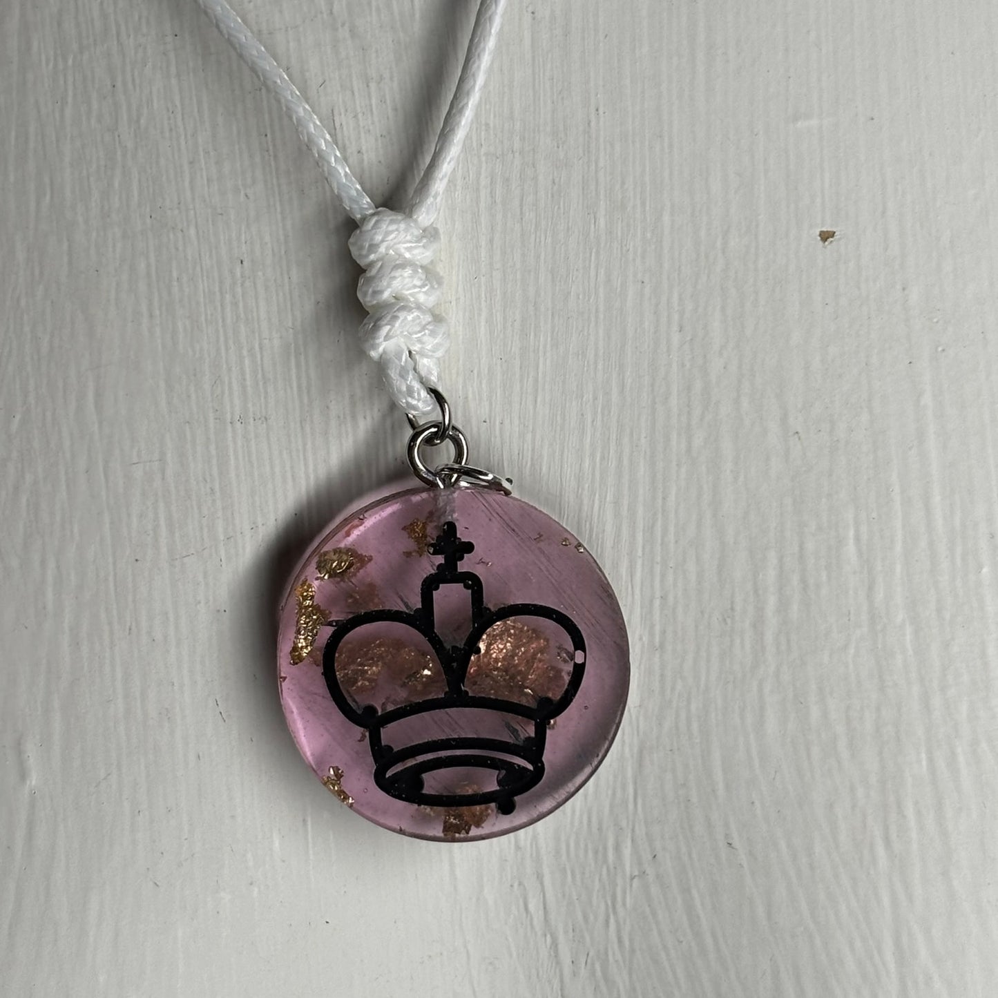 Hazel Purple King - Handmade Resin Chess Necklace