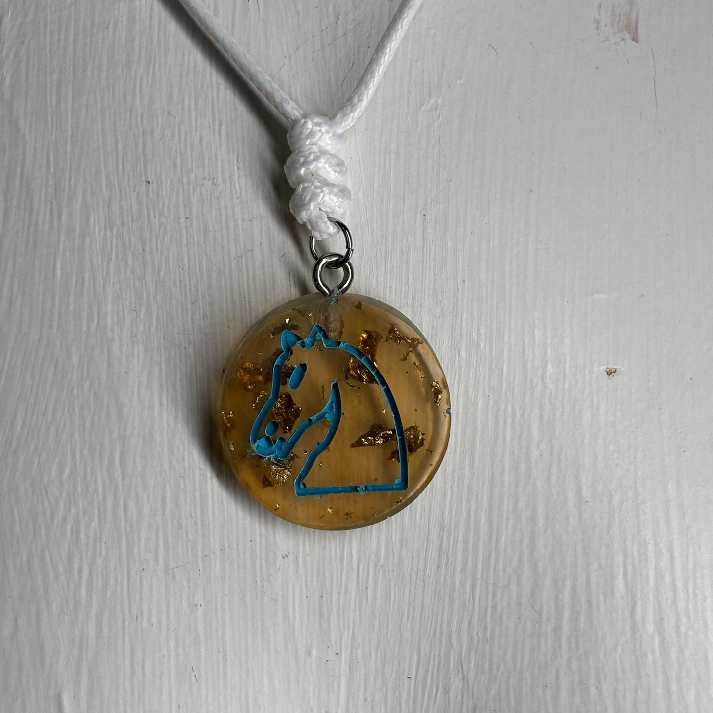 Amber Knight - Handmade Resin Chess Necklace