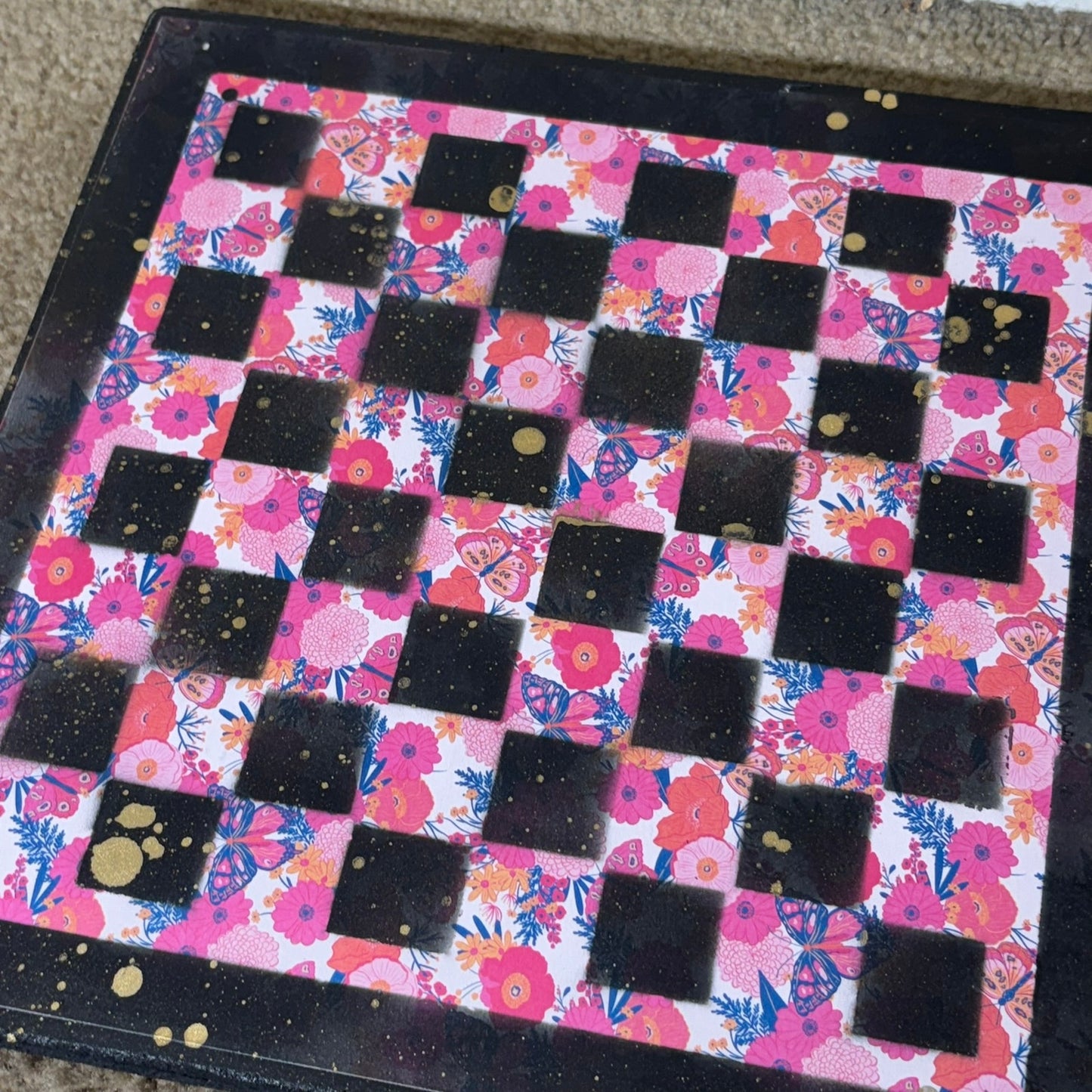 Pink Blush - Scrapbook Chess Board