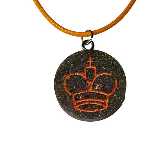 Vintage Orange King - Handmade Resin Chess Necklace