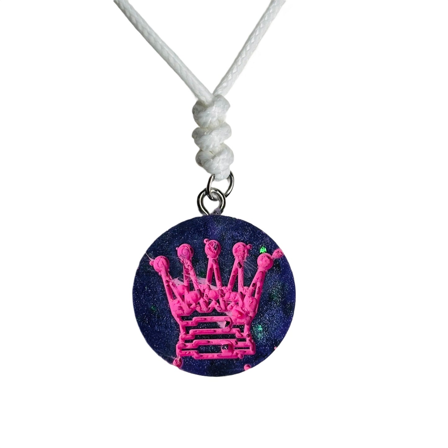 Space Pink Queen - Handmade Resin Chess Necklace