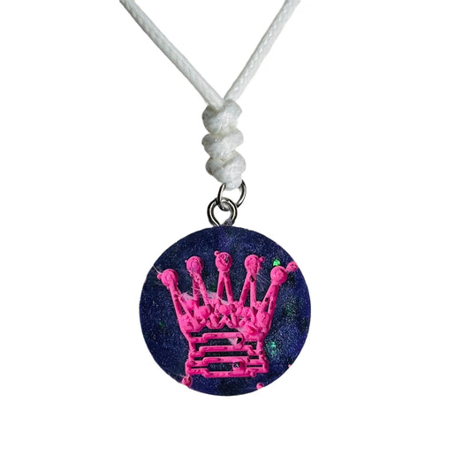 Space Pink Queen - Handmade Resin Chess Necklace