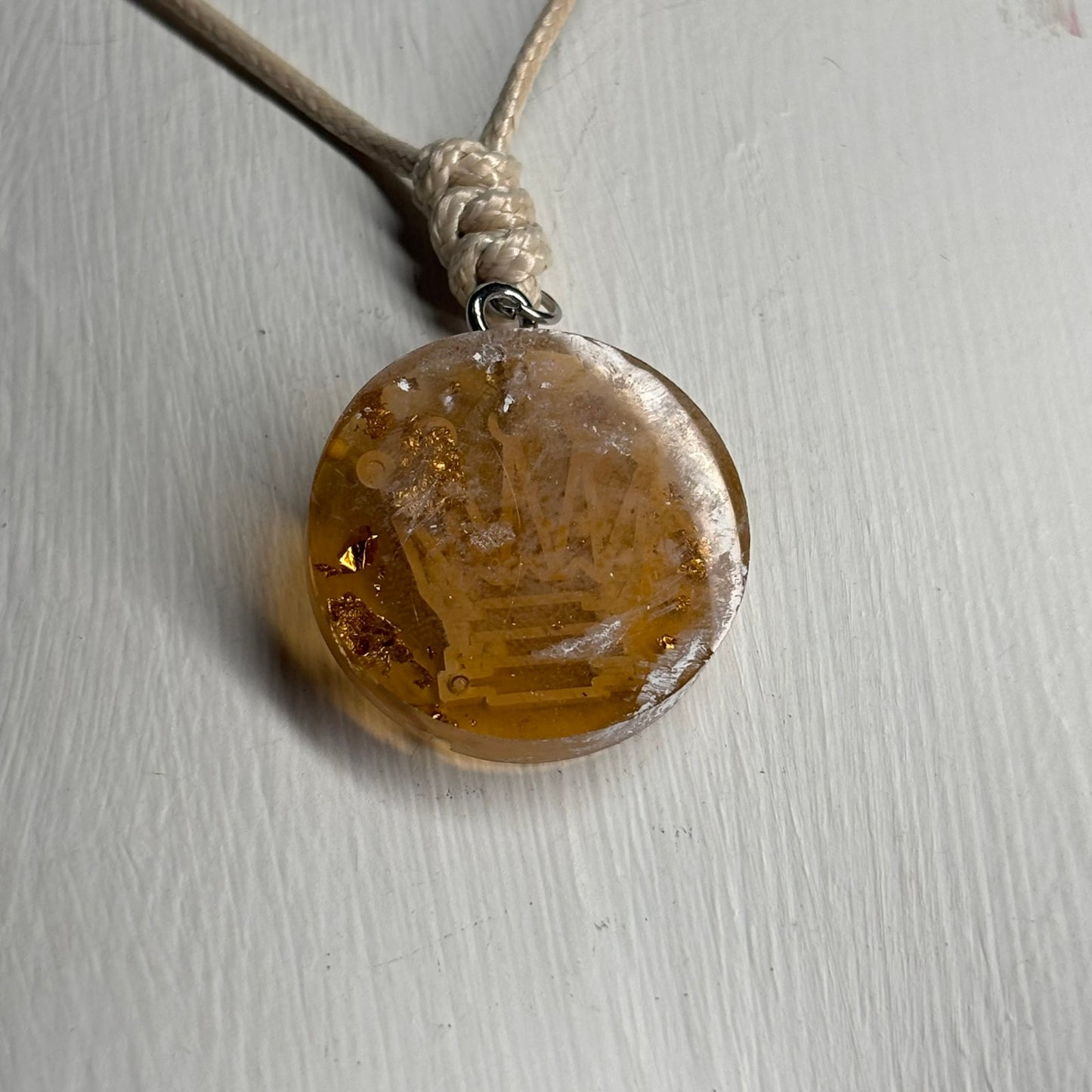 Amber Queen - Handmade Resin Chess Necklace