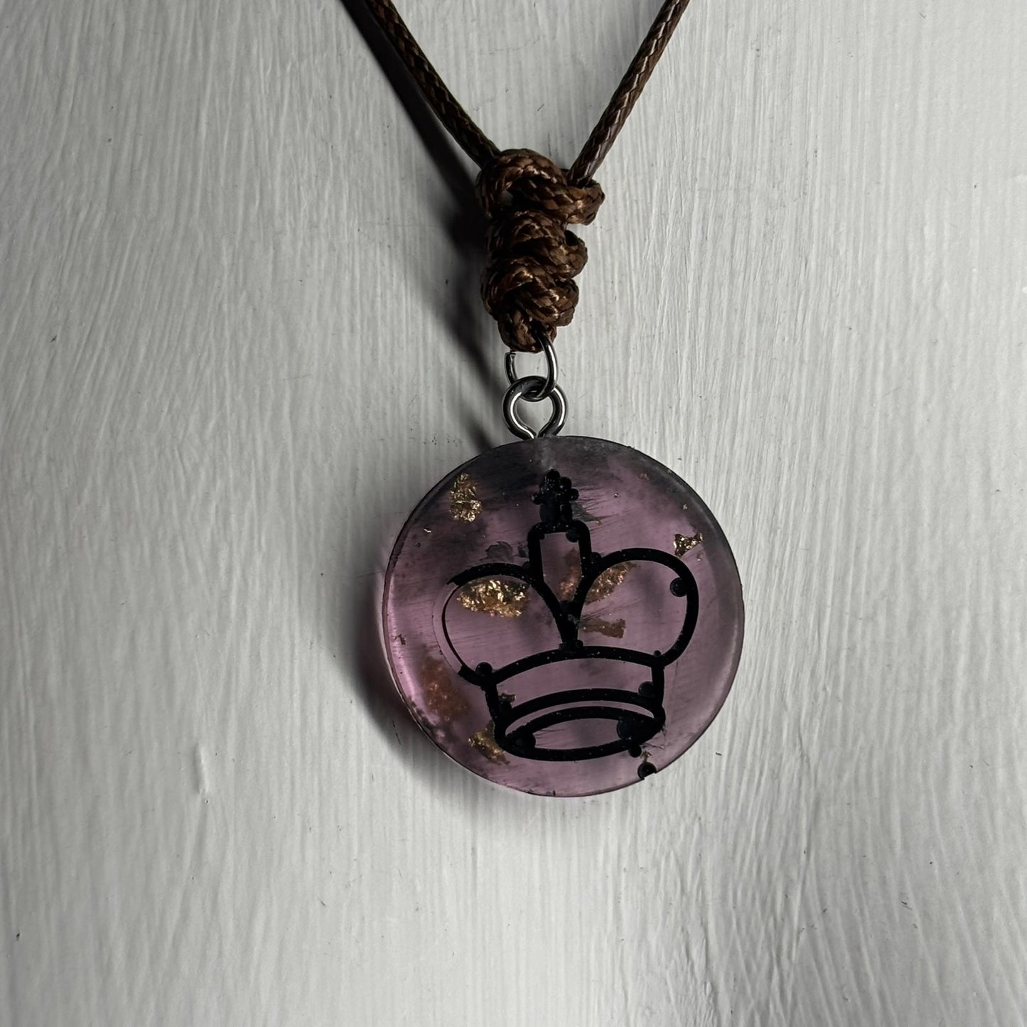Violet Purple King - Handmade Resin Chess Necklace