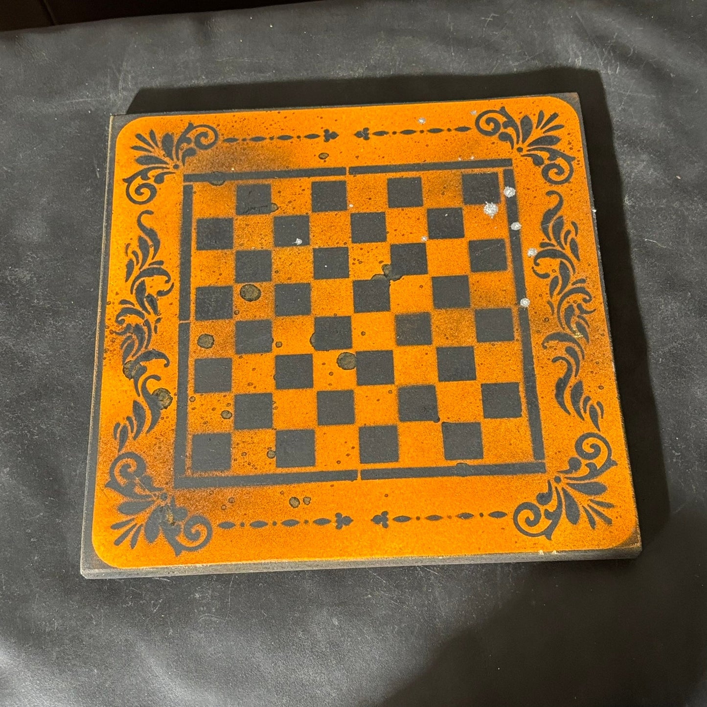 Orange & Black - Painted Chess Set