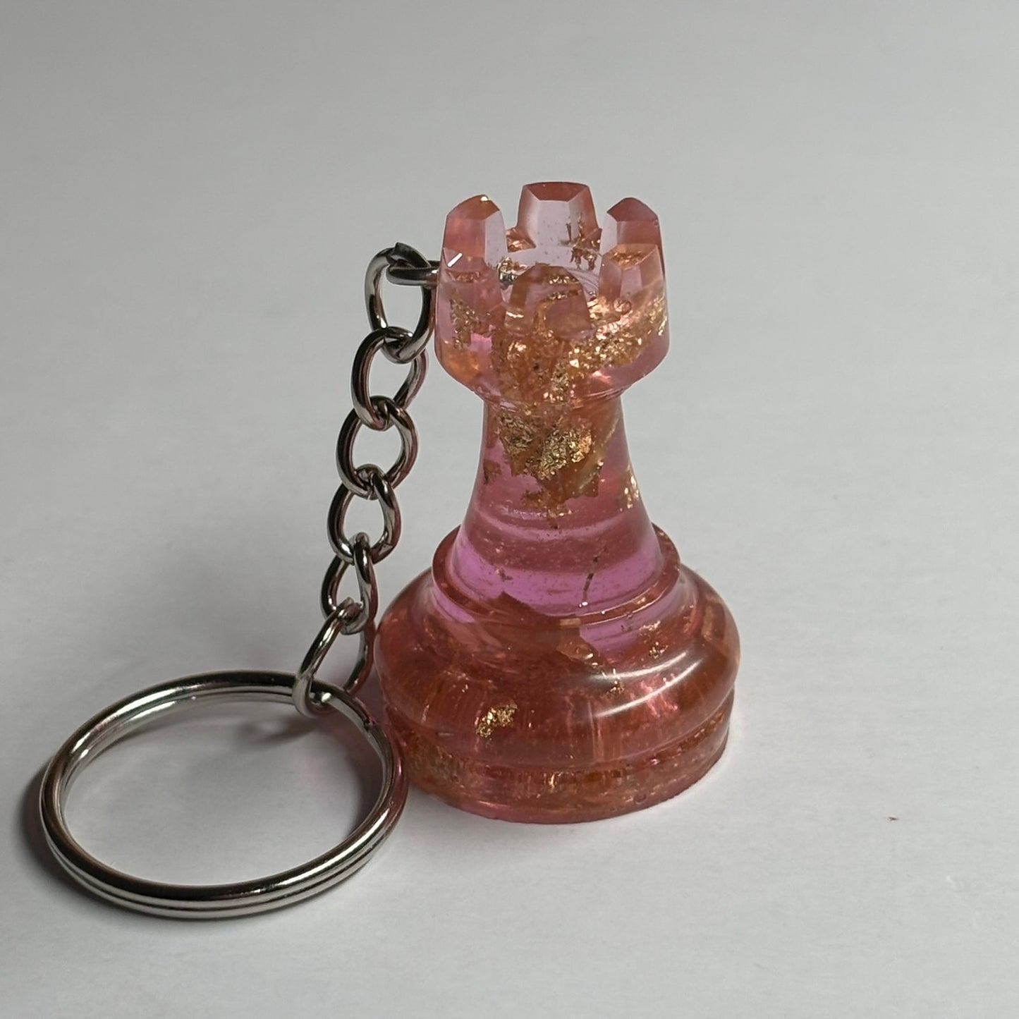 Pink Crystal Rook - Handmade Resin Keychain