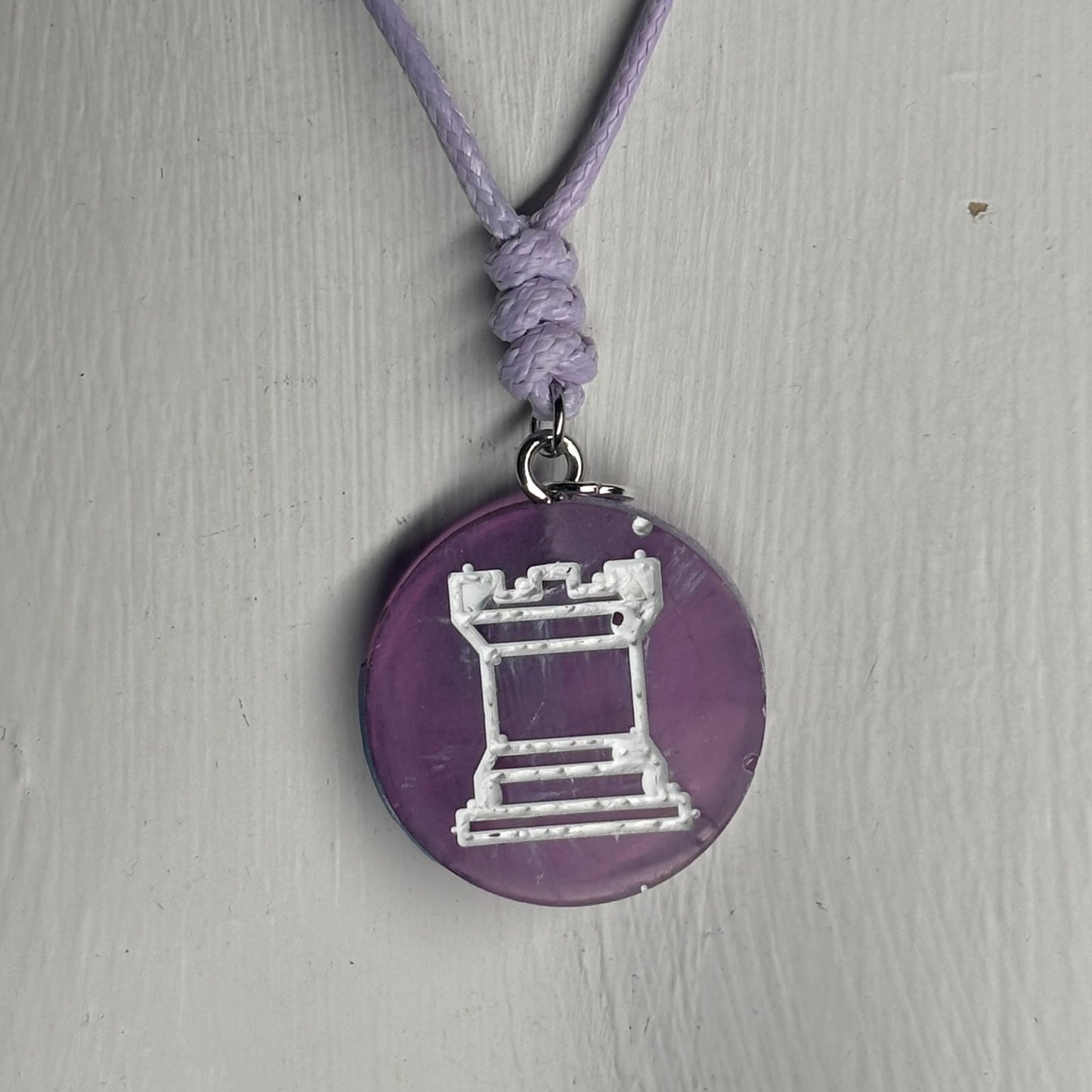 Purple Rook - Handmade Resin Chess Necklace