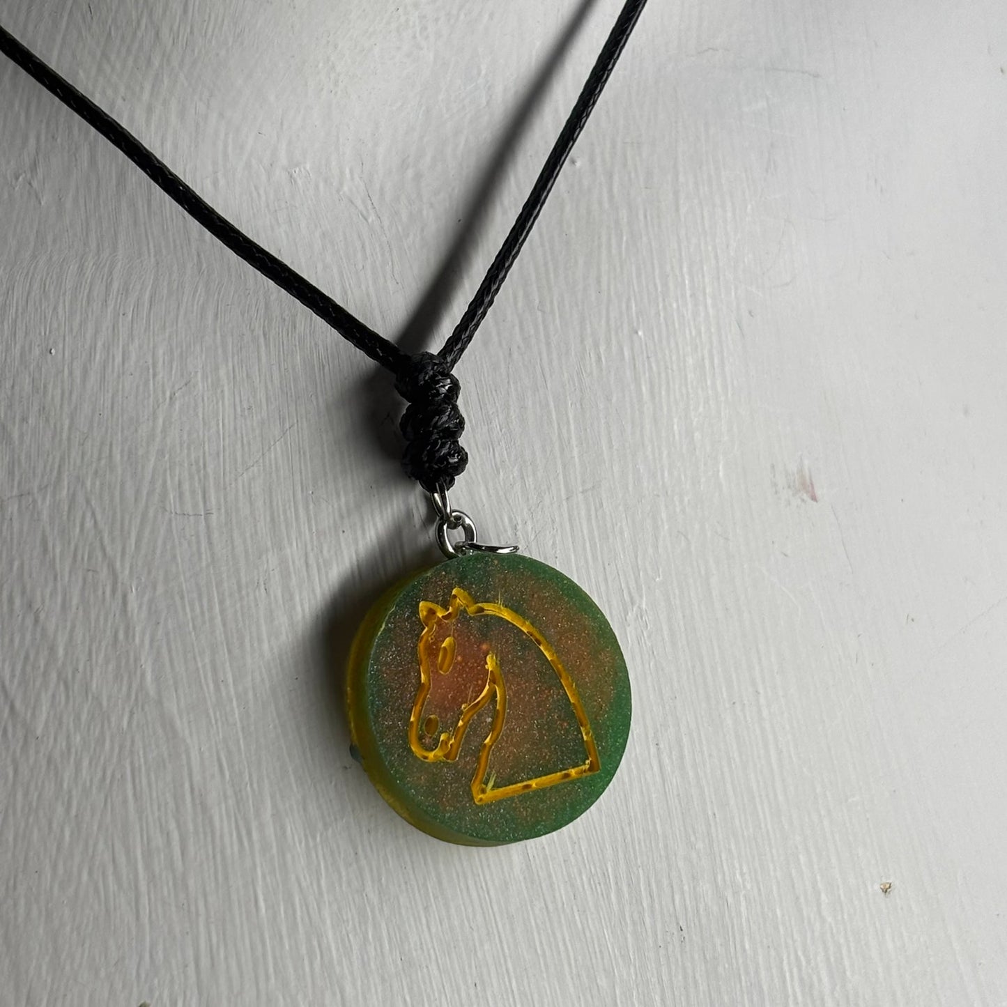 Green Mist Knight - Handmade Resin Chess Necklace