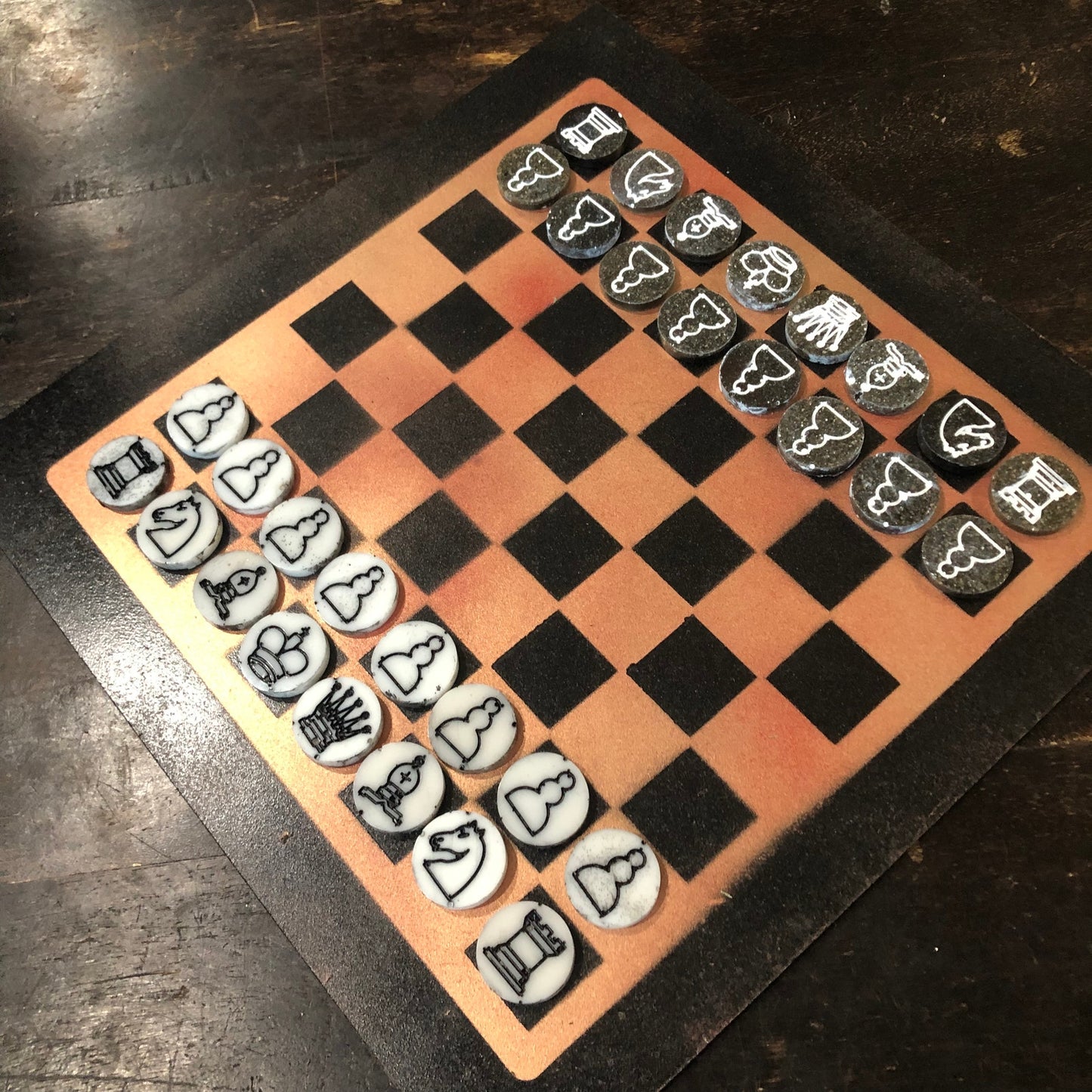 Chrome Orange - Painted Chess Set