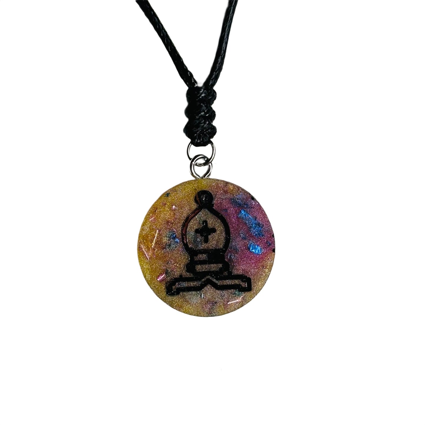 Royal Crystal Bishop - Handmade Resin Chess Necklace