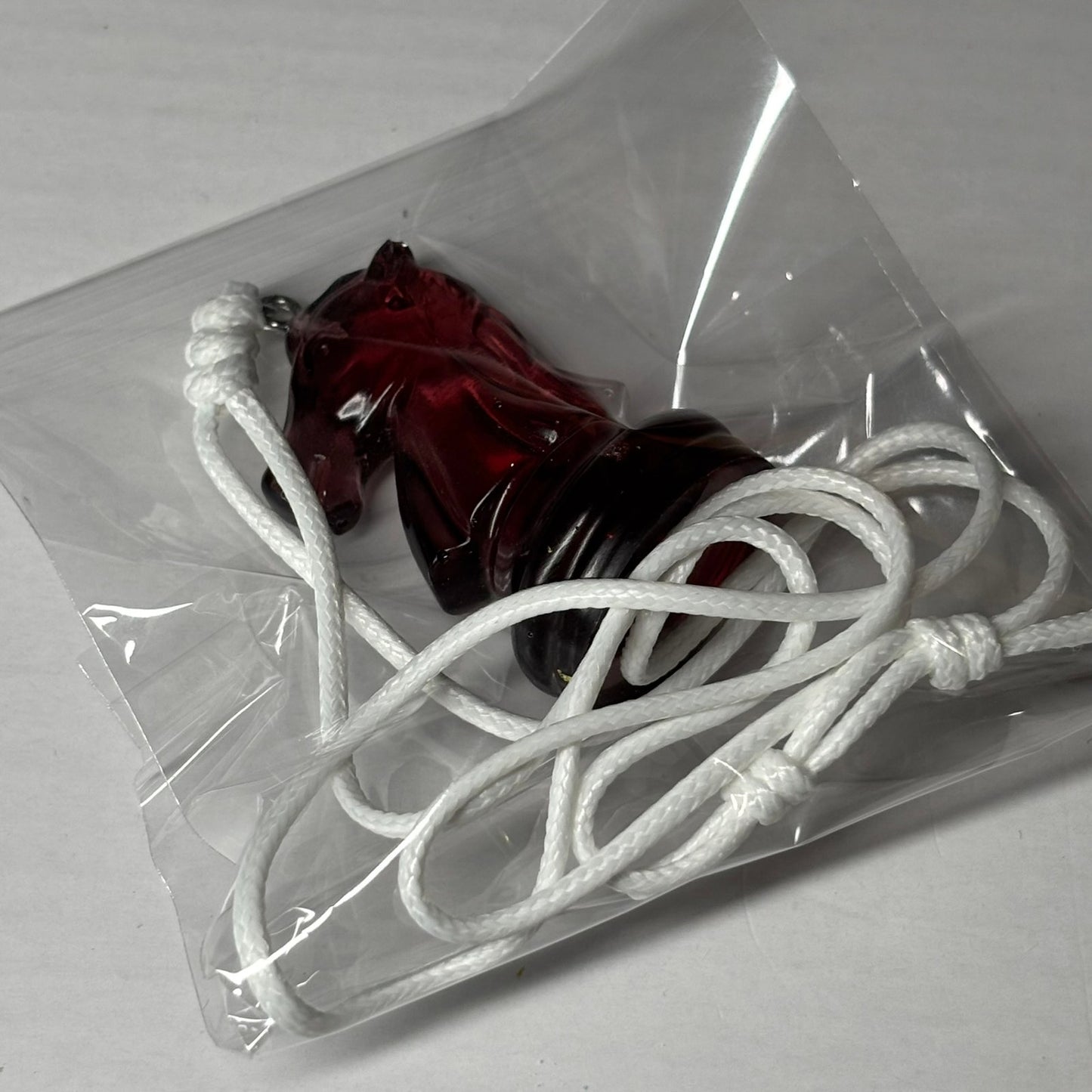 Violet Red Knight - Handmade Resin Chess Necklace