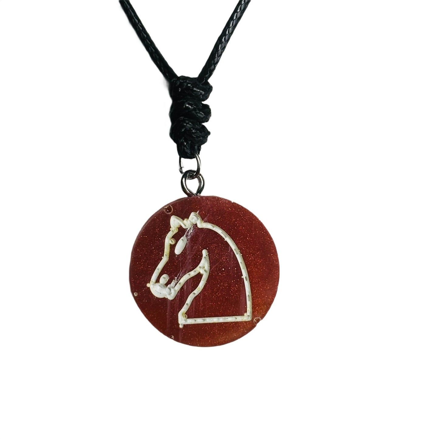 Dark Orange - Handmade Resin Chess Necklace