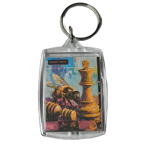 A Bee & Chess - Sunset Chess Photo Keychain