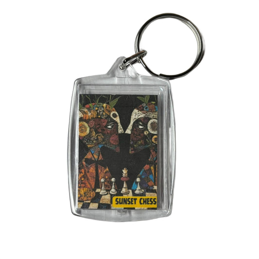 Two Thoughts At Work - Sunset Chess Photo Keychain